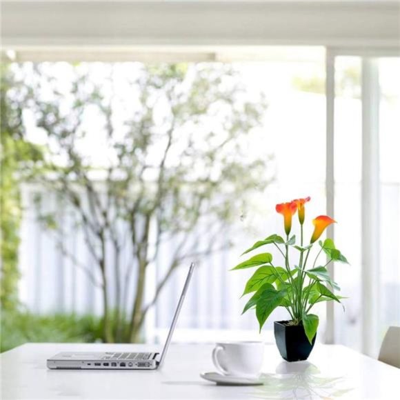 Artificial Flower Plants Calla Lily Faux Small Potted Plant with Black Pot Fake - Picture 5 of 6